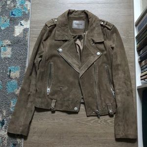 Blank NYC Tan Suede Cropped Moto Jacket